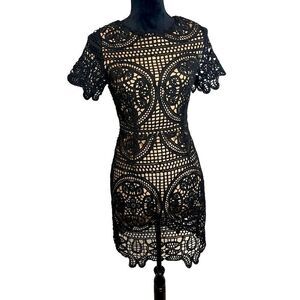 J.O.A. LOS‎ ANGELES BLACK CROCHET LACE BODY-CON DRESS WOMENS SIZE SMALL